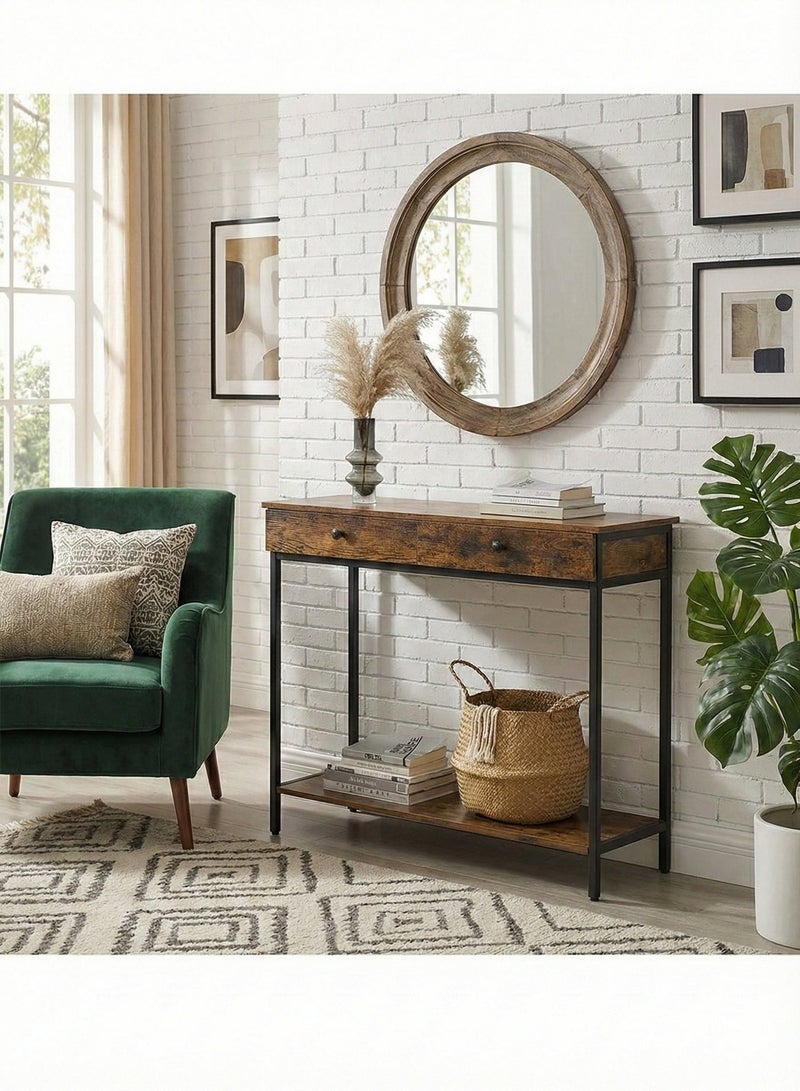 إكسبرت “طاولة كونسول خشبية عصرية مع أدراج وإطار معدني - مثالية للديكور  أو طاولة للقهوة أو طاولة المدخل ,EI-108 - Image 1